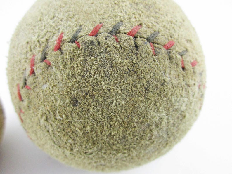 Vintage Sports Leather Baseball and Suede Leather Softball Beat Up and Played With Used Baseball and Softball Wonderful History