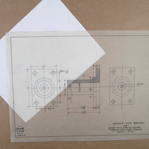 A Vintage Draftsman Rendition From 1936 -Engineer&#39;s Drawing of a &#39;Corliss&#39; Rocker Arm - 11&quot; by 14 3/4&quot; Sheet - Frameable Art