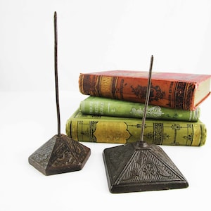 Antique Receipt Bill Spike - Cast Iron - Industrial - Ornate -  Office Decor - Eastlake Style  - Vintage - Organize - Short  Spike is SOLD