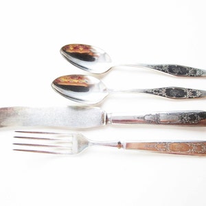 Set of &#39;1857 A.S. Co. 16&#39; Silverplate - Four Piece Place Setting - Silverplate Dinnerware - Nice Weight and Look -  Some Initialed &#39;D&#39;