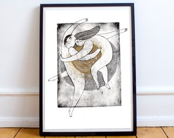 Size A4 or A3 high quality art print on recycled paper “Yoga of love”