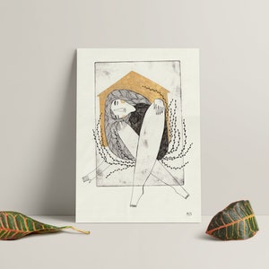 Size A4 or A3 high quality art print on recycled paper Dear home image 1