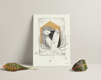 Size A4 or A3 high quality art print on recycled paper “Dear home”