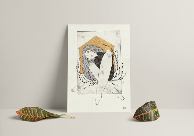 Size A4 or A3 high quality art print on recycled paper Dear home image 1