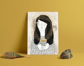 Size A4 or A3 high quality art print on recycled paper "Self-care"