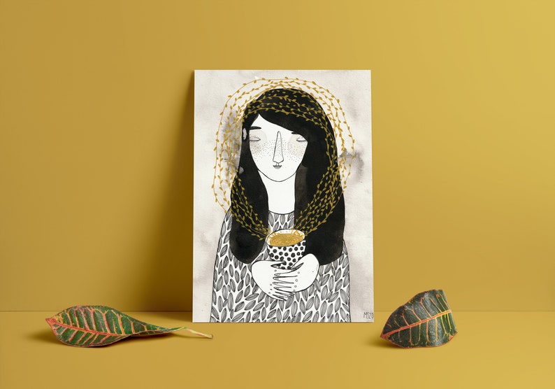 Size A4 or A3 high quality art print on recycled paper Self-care image 1