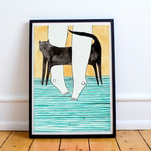 Stampa artistica di alta qualità in formato A4 o A3 su carta riciclata "Gatto"