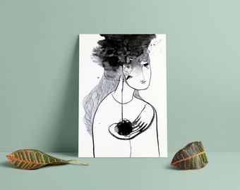 Size A4 or A3 high quality art print on recycled paper “Thread of thought”