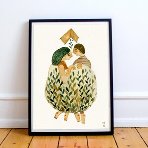 Size A4 or A3 high quality art print on recycled paper &quot;Camping”