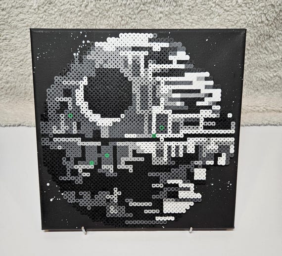 Death Star Perler Bead Canvas Art