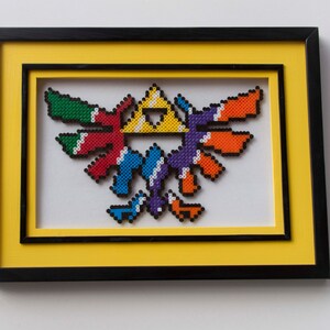 The Legend of Zelda ... Hylian Crest ..... Melted Perler Beads.....With Frame