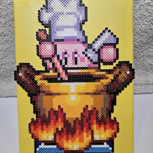 Cocinando Kirby Perler Bead Canvas Art