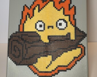 Canvaskunst met perlerkraal calcifer