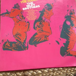 May include: A vintage vinyl record album cover for "Rock Around the Clock" by The Isley Brothers. The cover is hot pink with orange and teal illustrations of the band members. The album title and band name are in white text.