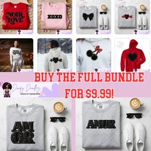 Noir Love PNG Bundle: Black Coquette, Faux Chenille, Glitter Designs (Digital Download)