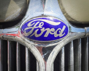Vintage Ford truck grill emblem fine art print
