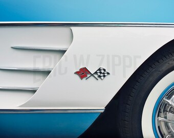 Chevrolet, Corvette, C1, 1960, Vintage auto, car, car photo, car art, blue, white, classic car, usa, sports car, car photograph,