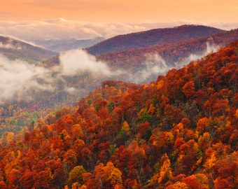 Autumn storm clearing Shenandoah National Park, Virginia, Blue Ridge Mountains