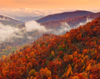 Autumn storm clearing Shenandoah National Park, Virginia, Blue Ridge Mountains