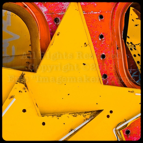 Neon Yellow Stars, Las Vegas Art from the iconic Neon Boneyard signs as a fine art photograph