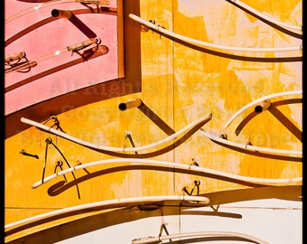 Art abstrait jaune et rose de Las Vegas à partir des enseignes emblématiques Neon Boneyard sous forme de photographie d'art