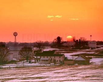 Lancaster County Pennsylvania Amish Farm Winter Sunset Fine Art Photograph