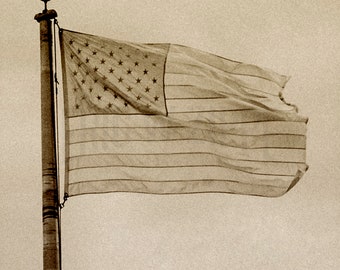 American Flag Art, Vintage Old Glory, Fine Art Black and White Photography, Stars And Stripes, USA Wall Art, Black And White Flag