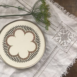 Antique porcelain metal pot holder Teapot stand Round pot holder Shabby kitchen decor