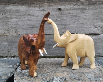 Vintage wooden elephant statue Wooden elephant Wooden carved elephant Modern home decor