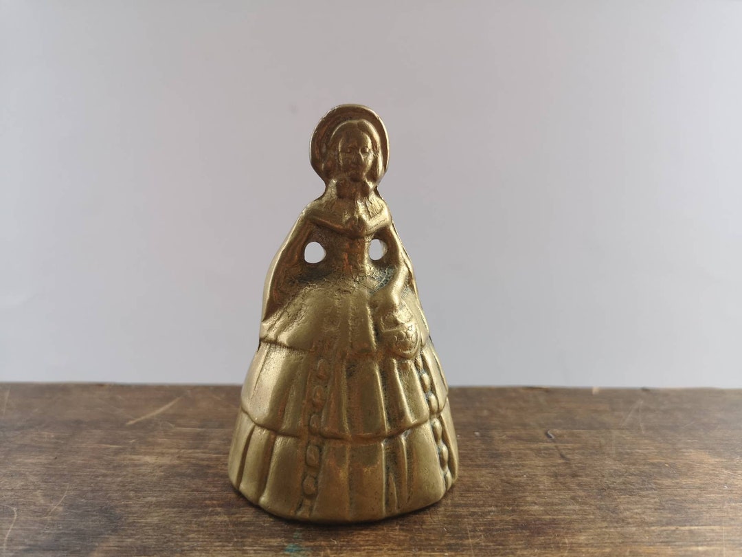 Antique Brass Lady Bell Brass Lady Dinner Bell Brass Lady Figurine Bell