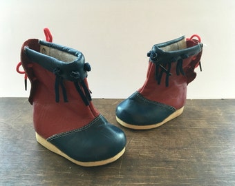 Soviet vintage kids boots Red blue winter boots Children boots Baby winter fall boots USSR era kids boots