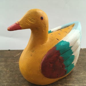 Houten eend beeldje houten kip standbeeld Pasen middelpunt Pasen tabel decor
