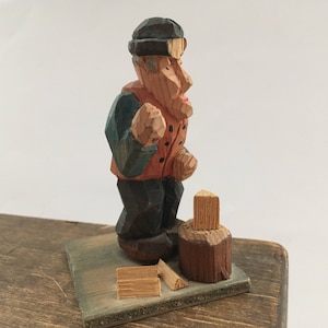 Vintage hand carved figurine Wooden statue Folk Art