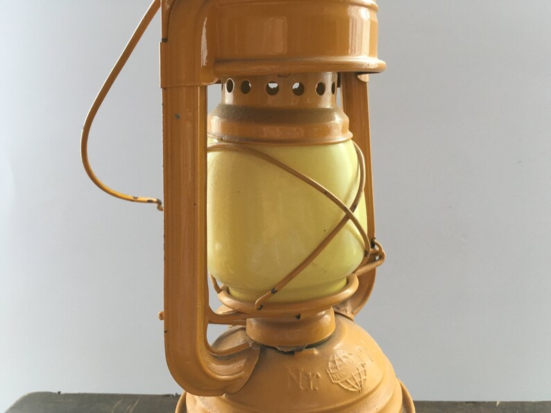 Vintage oil lamp Yellow oil lamp Metal petrol lamp Kerosene Etsy