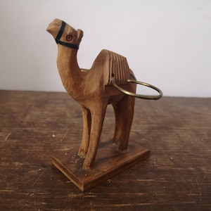 Handcarved wooden camel figurine Wood camel Handmade wooden animal figurine Camel statue