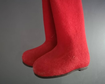 Vintage kids wool boots red woolen boots Children winter boots red felt boots