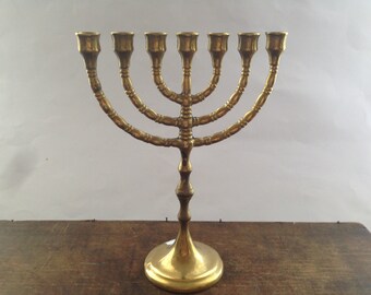 Vintage Menorah Candelabra Brass 7 Candle Holder Jewish Religious candle holder Large brass candelabra