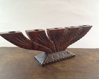 Swedish Vintage wooden candle holder Christmas candle holder Brown candle holder Rustic Holiday home decor