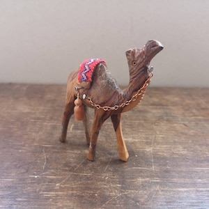 Handcarved wooden camel figurine Wood camel Handmade wooden animal figurine Camel statue
