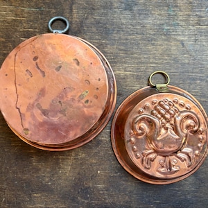 Vintage Copper mold set Food Jello mold Small molds Farmhouse kitchen decor Copper Pudding mold Small Cake pan