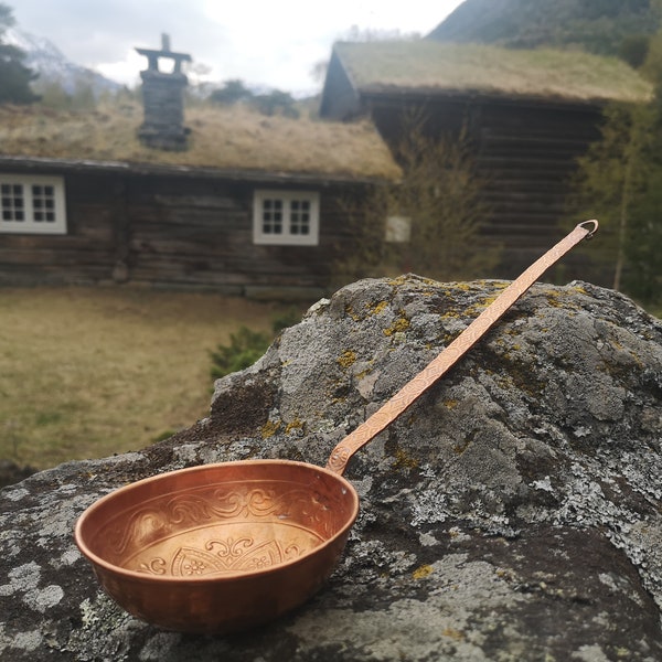 Vintage copper soup ladle Copper ladle Primitive soup spoon Farmhouse kitchen