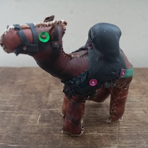 Vintage camel figurine  Leather camel HANDMADE camel brown camel toy