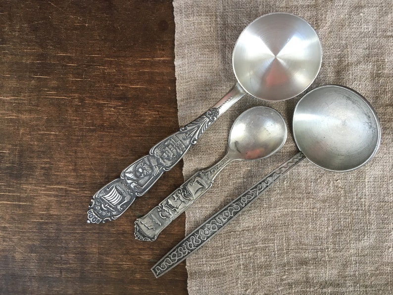 Vintage Pewter Spoon Norwegian Tin Spoon Norway Souvenir Spoon Etsy