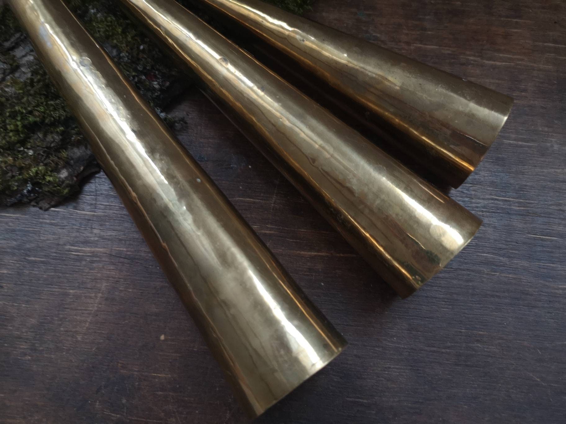 Vintage Brass Cone Set Solid Brass Cone Flower Holder Etsy