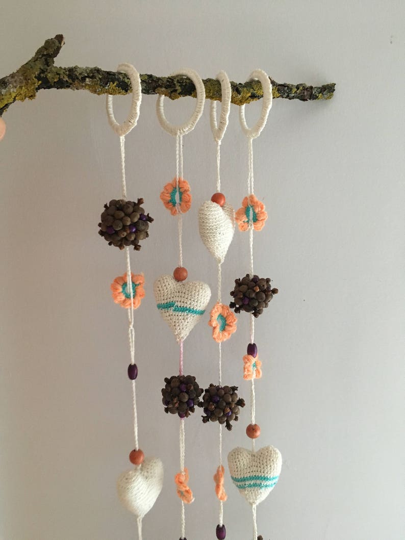 Shabby Chic Hanging Hearts Wedding Nursery Teal Turquoise White Duck Egg