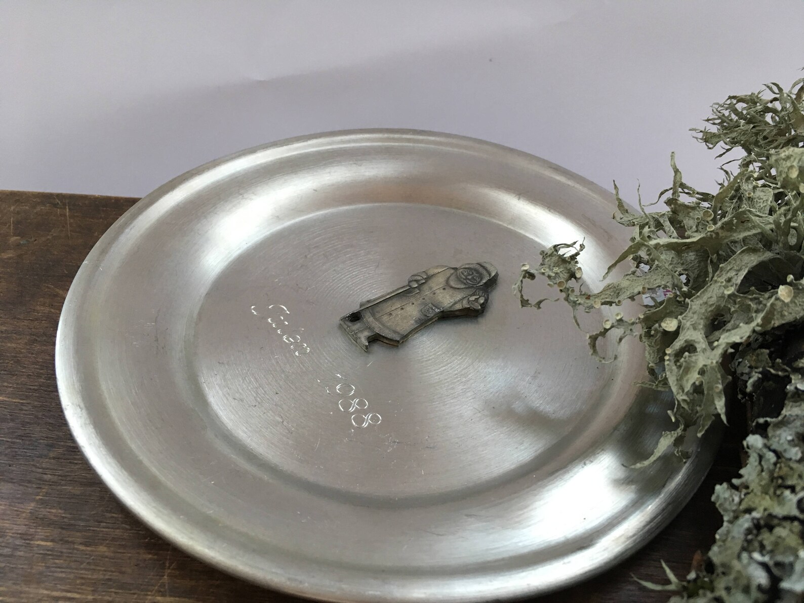 Vintage Christmas Wall Plate Pewter Christmas Plate Christmas Etsy