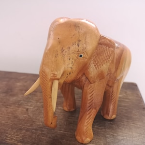 Vintage wooden elephant statue Wooden elephant Wooden carved elephant Modern home decor