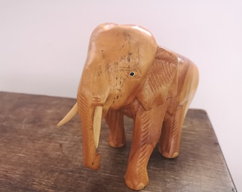 Vintage wooden elephant statue Wooden elephant Wooden carved elephant Modern home decor