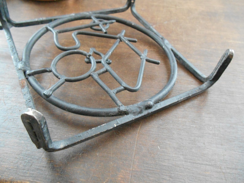 Vintage Metal Pot Holder Black Metal Trivet With a Handle Etsy