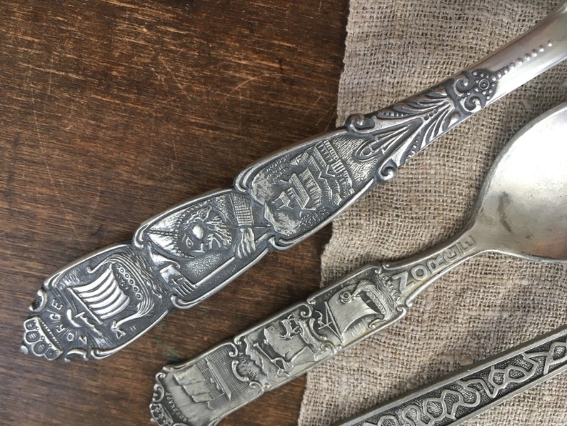 Vintage Pewter spoon Norwegian tin spoon Norway souvenir spoon Etsy